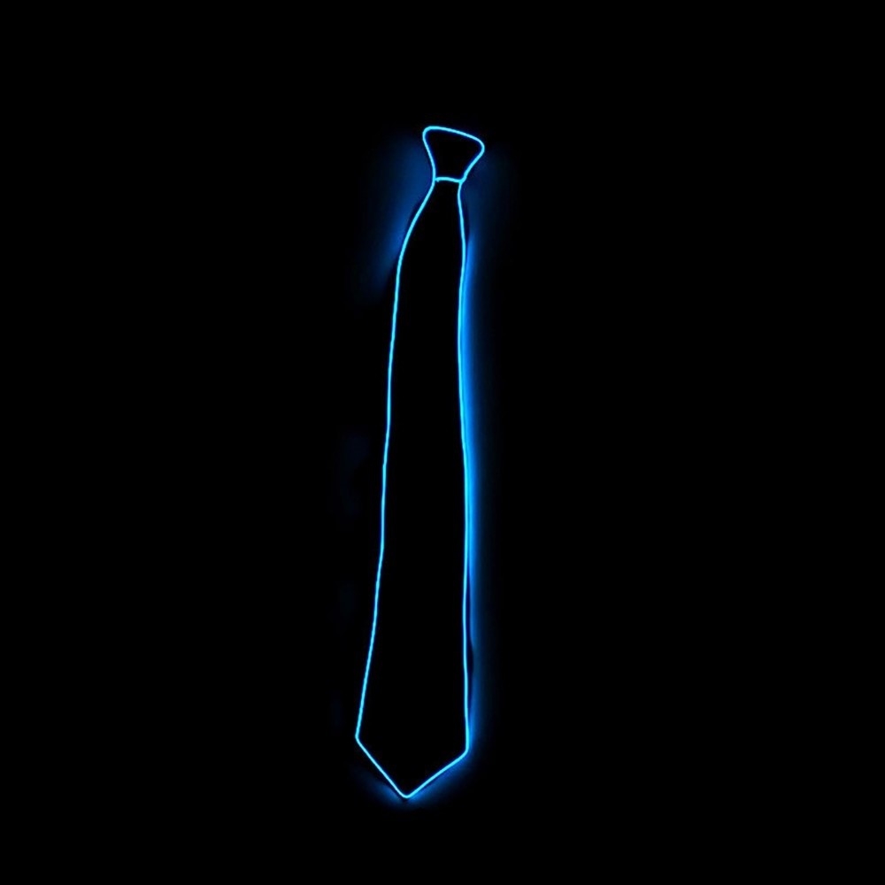 Partykrawatte mit LED Beleuchtung und Batterie Box - Blau