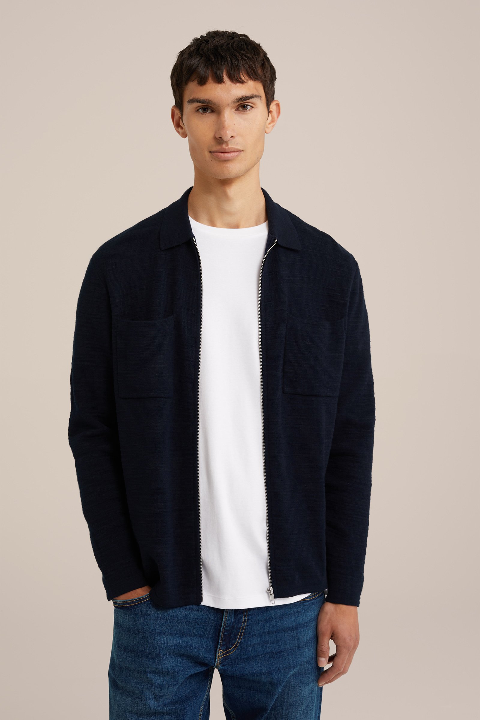 vest met structuur WE Fashion Donkerblauw
