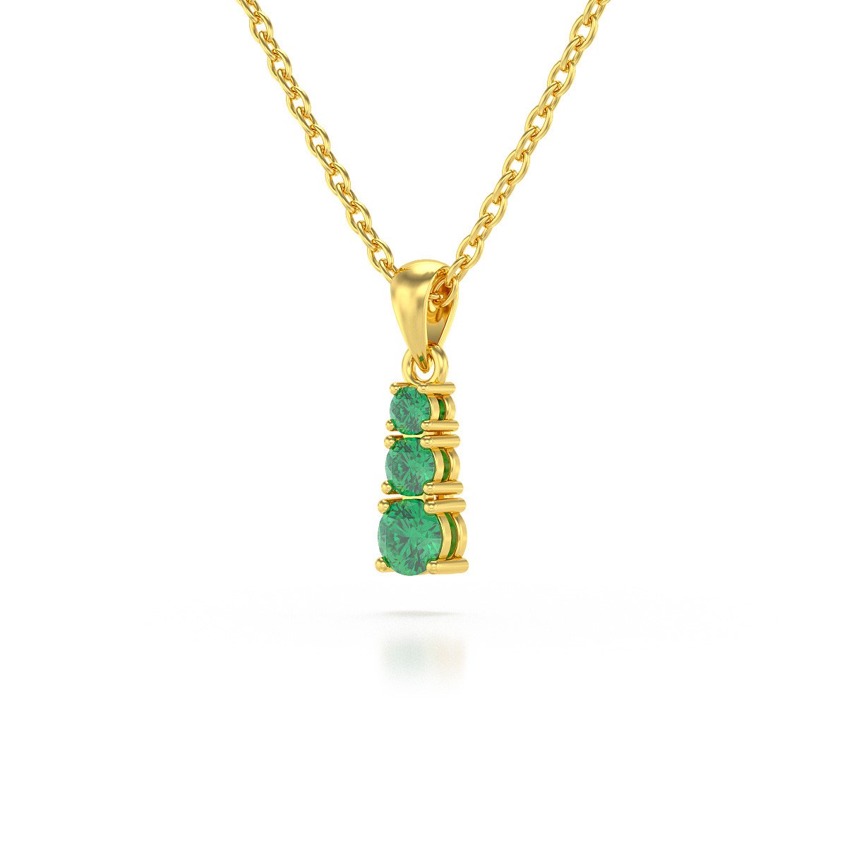 Collier Pendentif ADEN Or 585 Jaune Emeraude Chaine Or 585 incluse 0.45grs