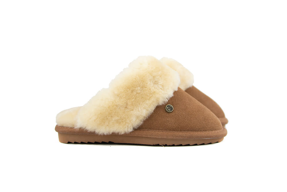 Warmbat Pantoffels Flurry Kids Cognac Suede