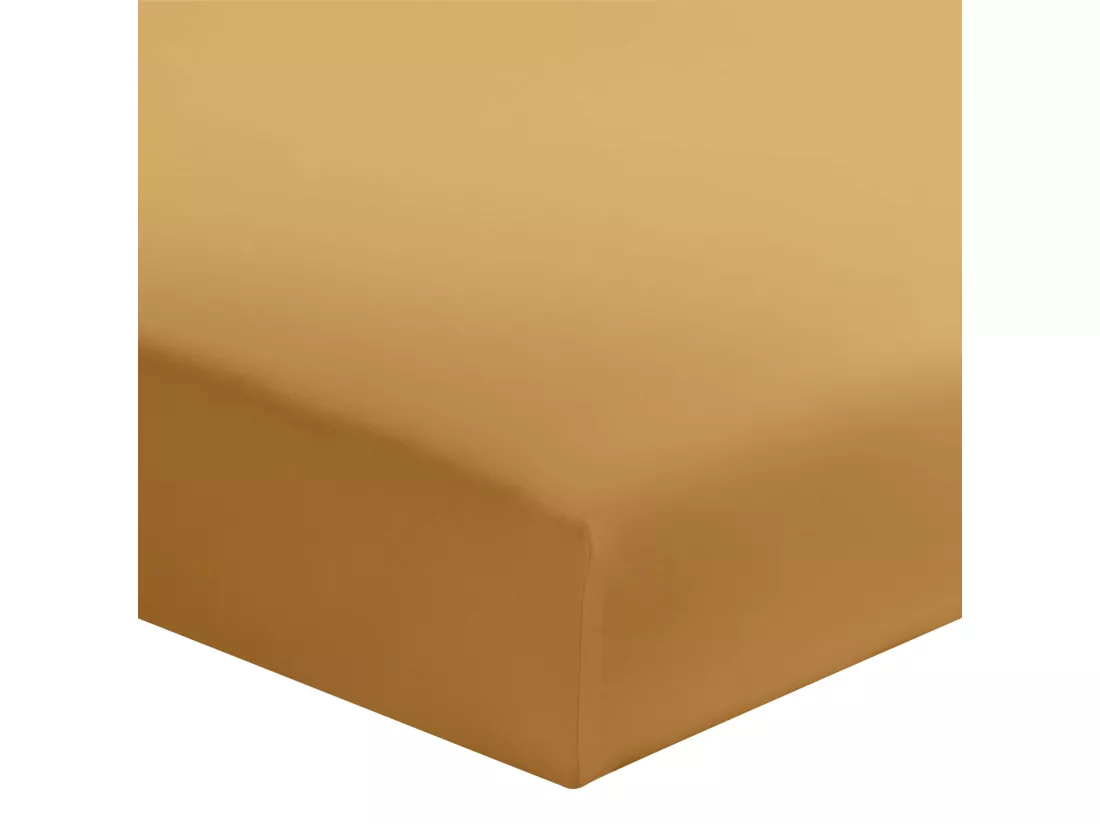 Drap housse curry 100% coton biologique bonnet 30 cm 80x190 cm