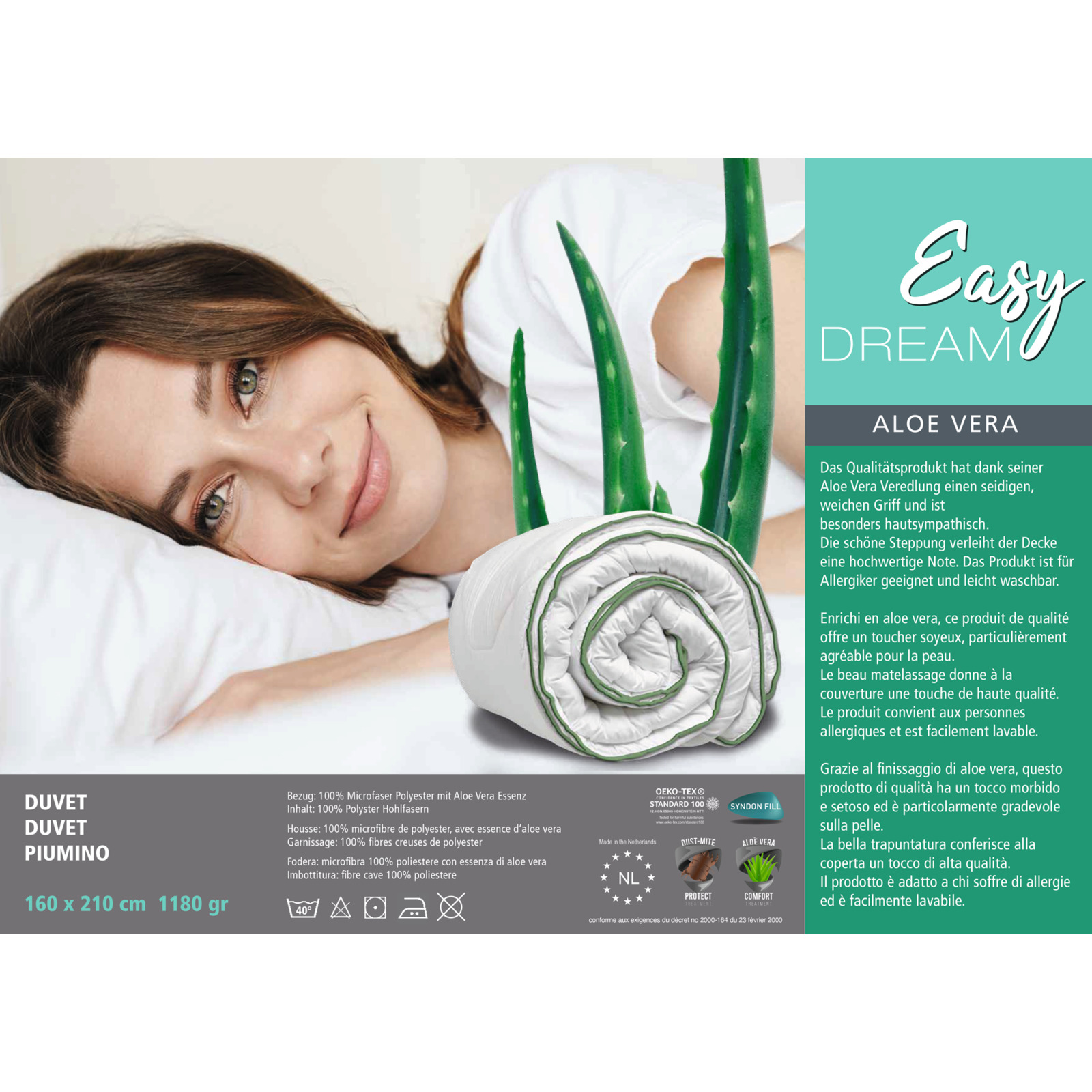 Easy Dream Duvet Aloe Vera 160x210 Duvet Nordisch