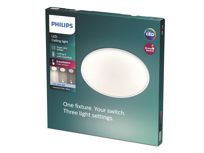 Philips Deckenleuchte LED SceneSwitch CL550 1700 lm 4000K, 3-in-1 LED Leuchte zur Deckenmontage