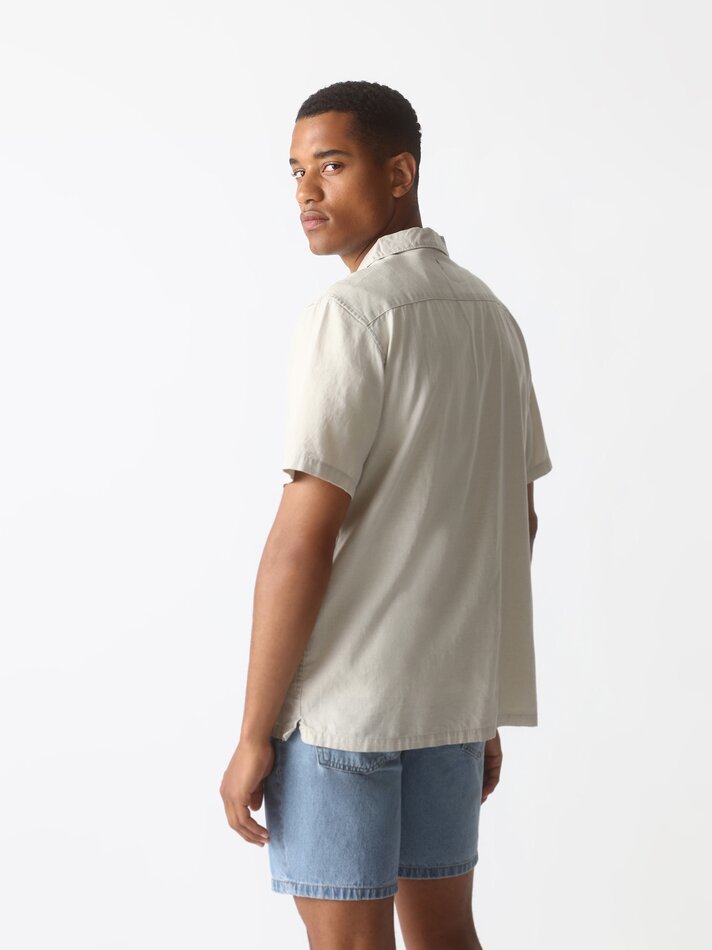 Camisa de algodão e linho - Areia