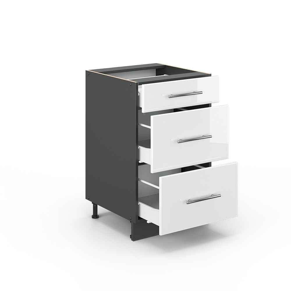 VICCO Schubunterschrank 50 cm Weiß Hochglanz Küchenschrank Hängeschrank Küchenzeile Fame-Line