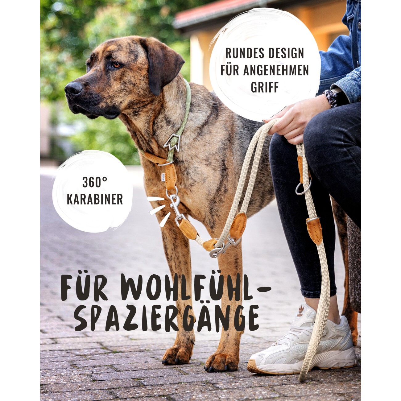Rudelkönig Hundeleine - Führleine Emma beige 2,25 m