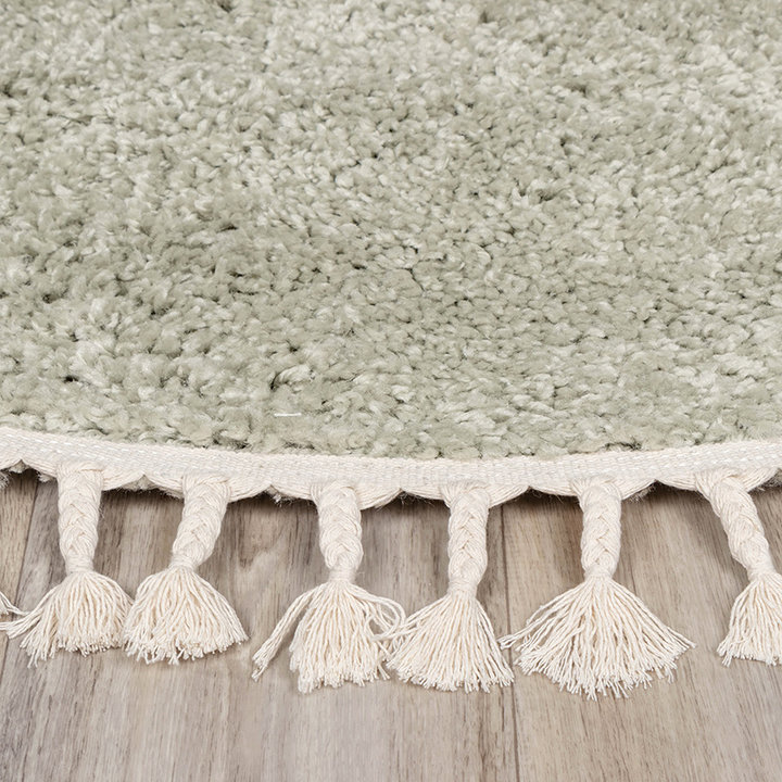 Rond hoogpolig vloerkleed - Lofty Fringe Mint
