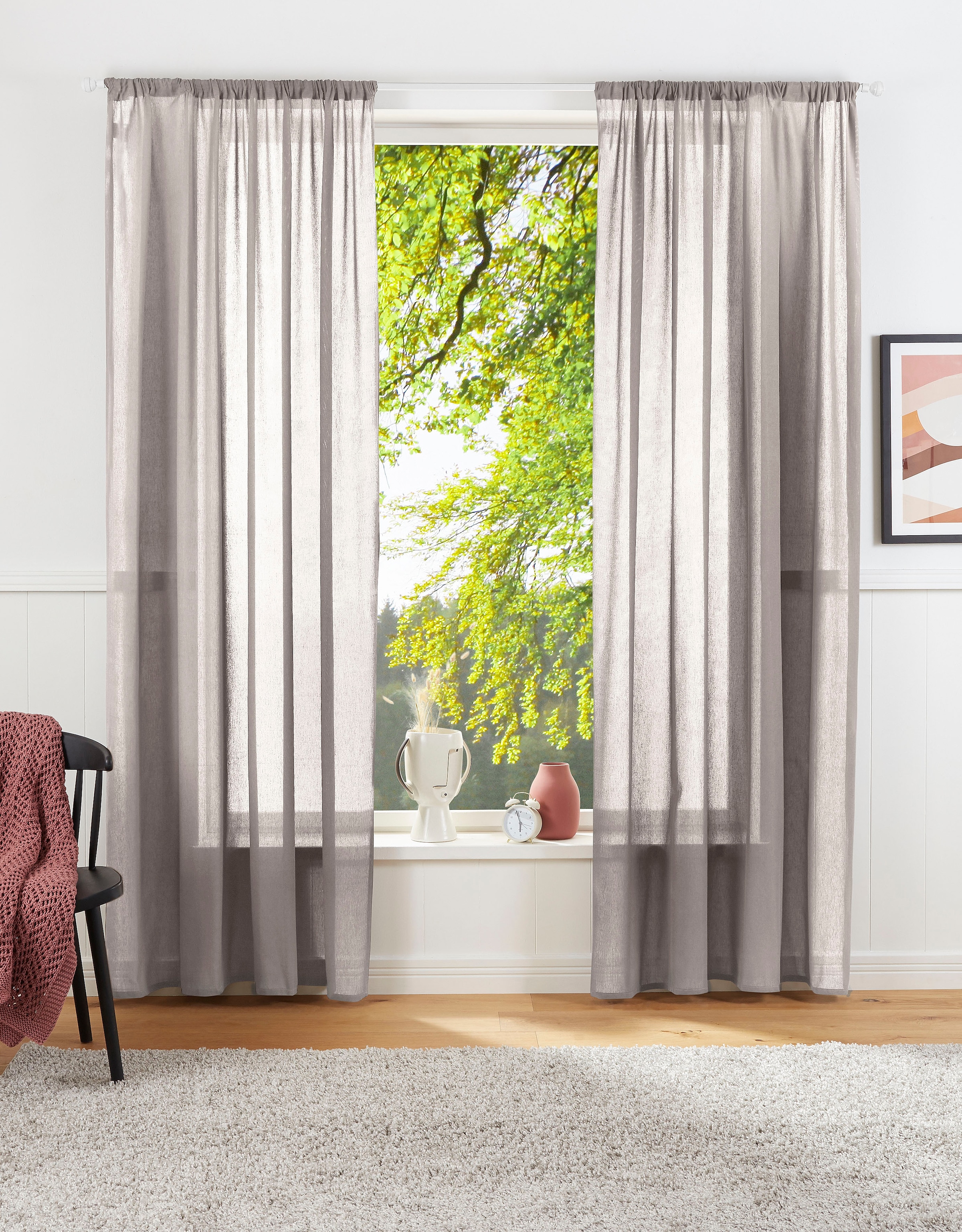 LeGer Home by Lena Gercke Vorhang »Lanea« Stangendurchzug 1 Stk. tlg. Leinenoptik, 1 Schal, verschiedene Grössen,