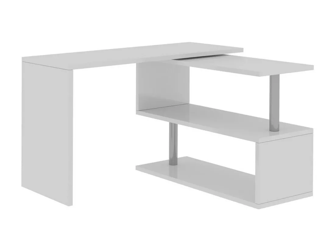 Bureau Candido, Bureau PC d'angle, Table de bureau polyvalente, Bureau multi-positions gain de place, 100% Made in Italy, 120x50h75 cm, Blanc brillant