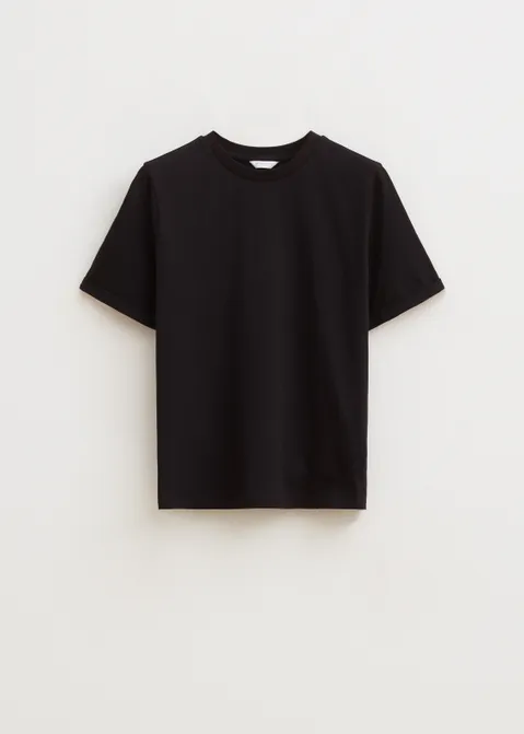 T-shirt met opgerolde mouwen zwart (ZWART)
