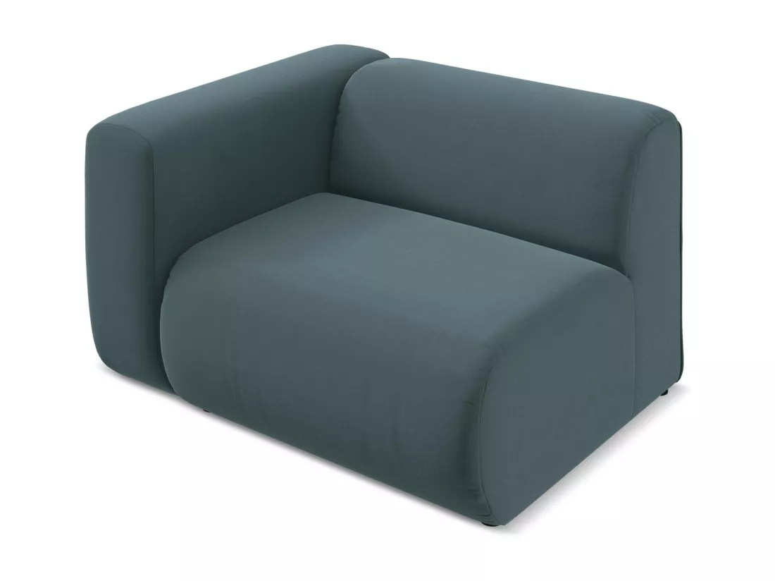 Module avec accoudoirs gauche en velours - marin - EKAHI