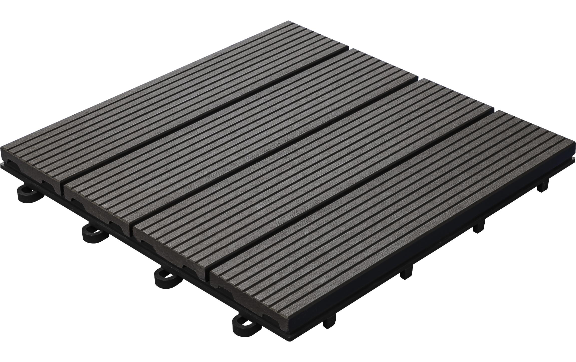 Balkon-& Terrassenplatten WPC anthrazit 30 x 30, 6 Stk.Bodenplatte aus Holz-Kunststoffgemisch