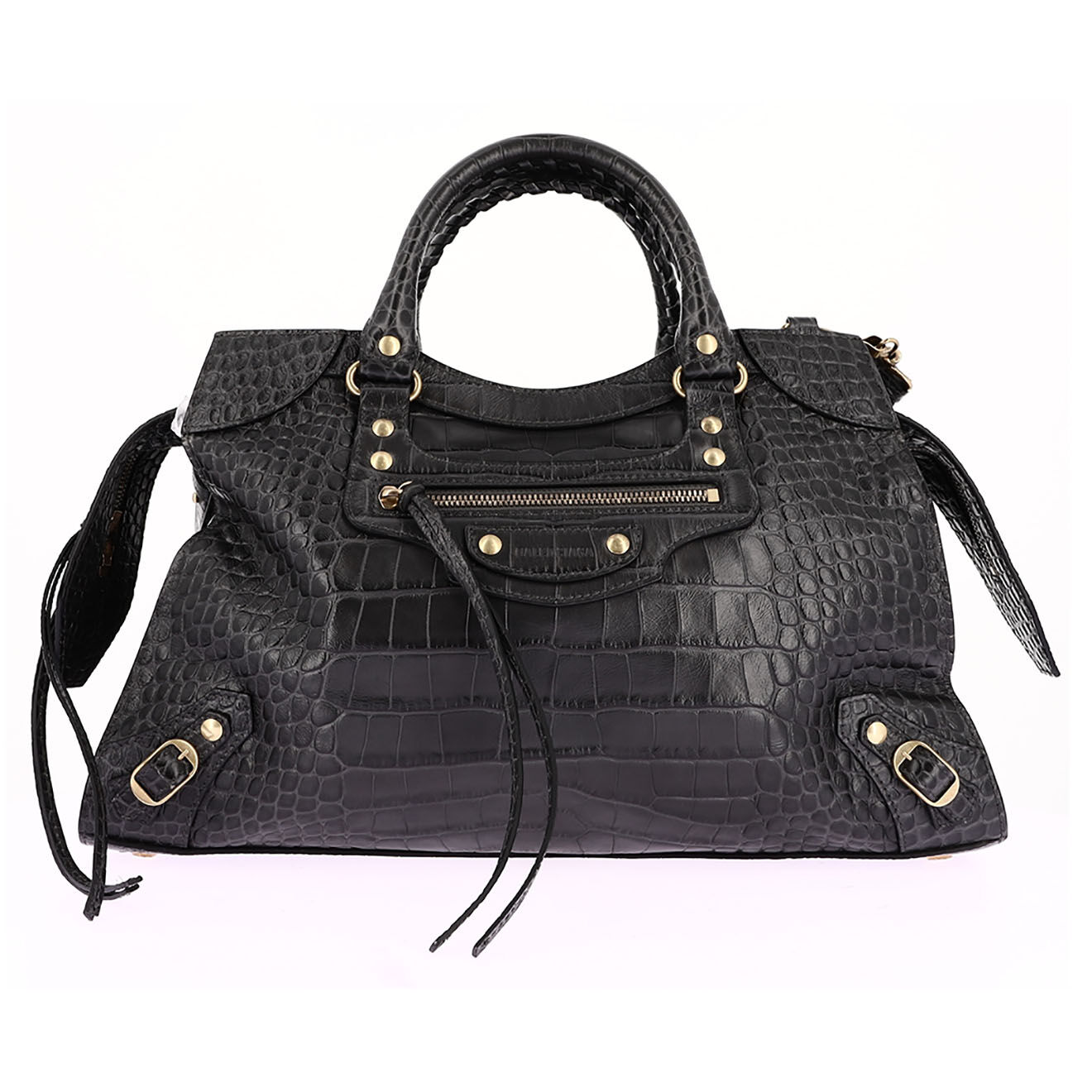Balenciaga Sac à main Néo Classic en Cuir effet croco noir - Neuf sans étiquette - L.38 cm