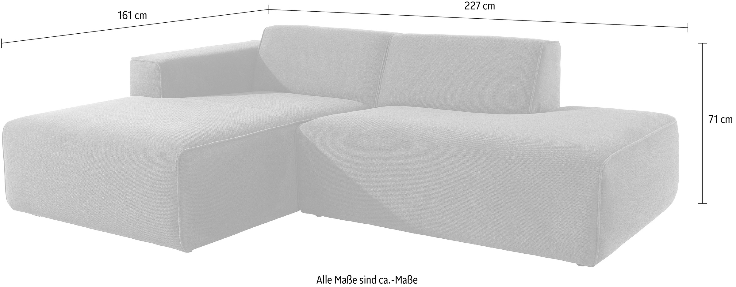 Home affaire Ecksofa »Noord mit Kedernaht, Breite 227 cm, L-Form« Cord, Struktur, Webstoff, mit Wellenunterfederung, Massivholzrahmen