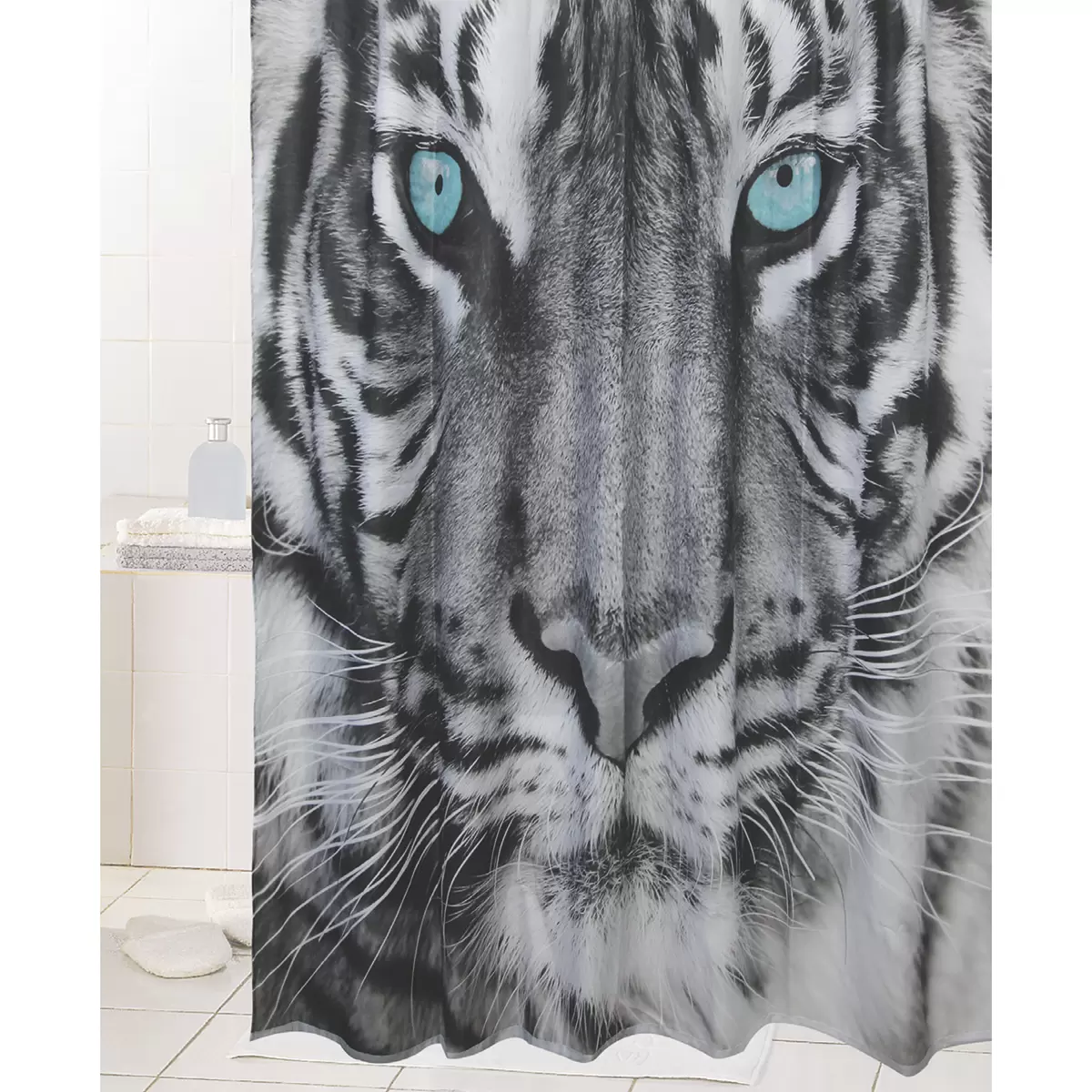 Duschvorhang Tiger weiss,schwarz