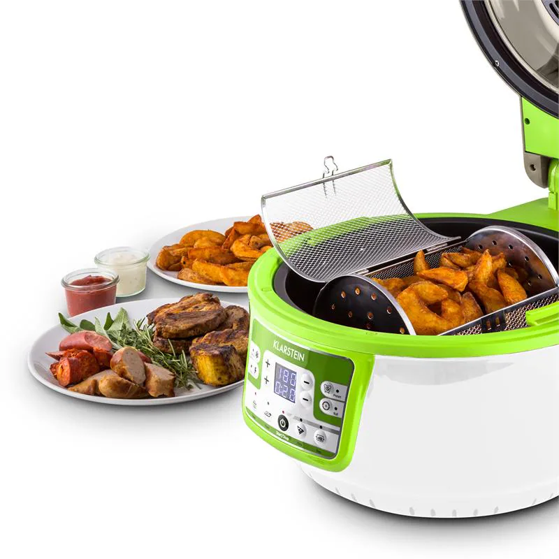 VitAir Turbo Heißluftfritteuse grün-weiß 1400W Grillen Backen 9l Grün