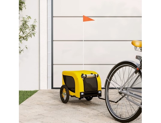 VIDAXL - Remorque de vélo pour chien jaune et noir tissu oxford et fe...