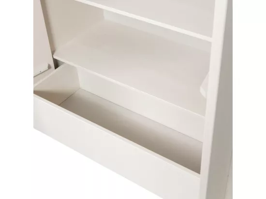 Basu - Armoire 2 portes, 1 tiroir en bois H210cm - Gris clair