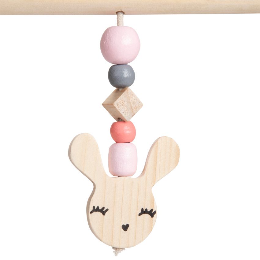 Arche d'éveil en bois + peluches en tricot - Rose - Ecru