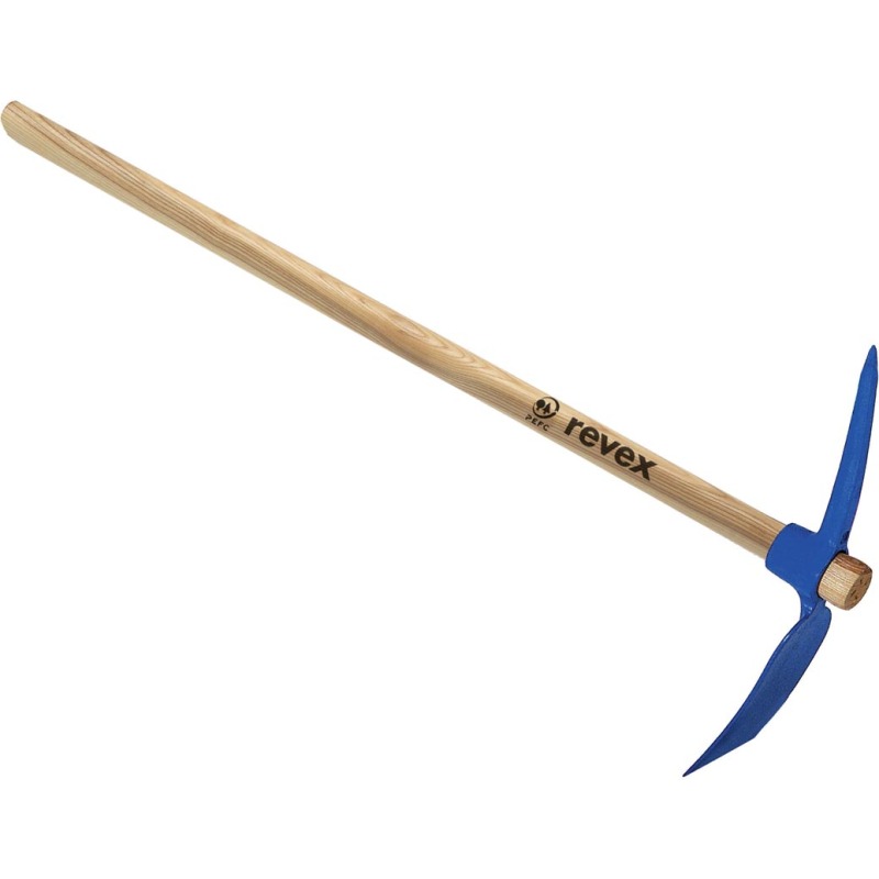 Pioche cantonnier œil rond 1,4kg + manche bois Revex
