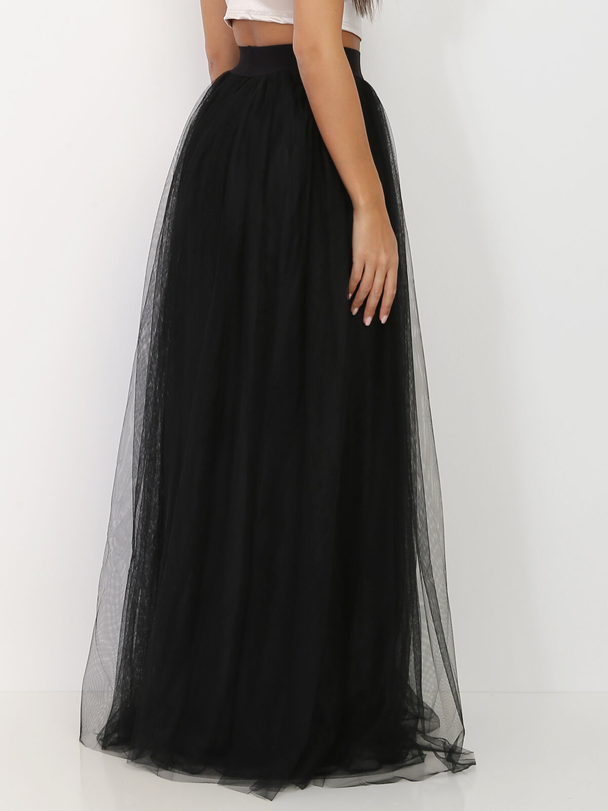 Jupe longue en tulle- Noir