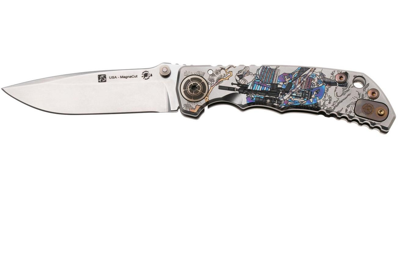 Spartan Blades Harsey Folder, Long Gunner Edition SF5CSLONGGUN, Satin CPM MagnaCut, Ronin Tactics Titanium zakmes, Bill Harsey design