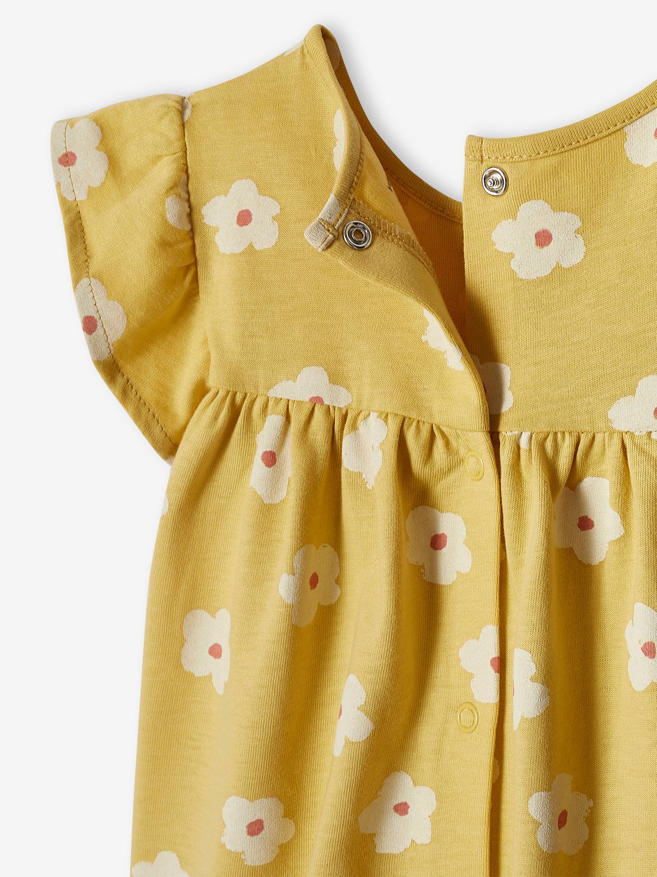 vestido de bebê de tricô amarelo claro