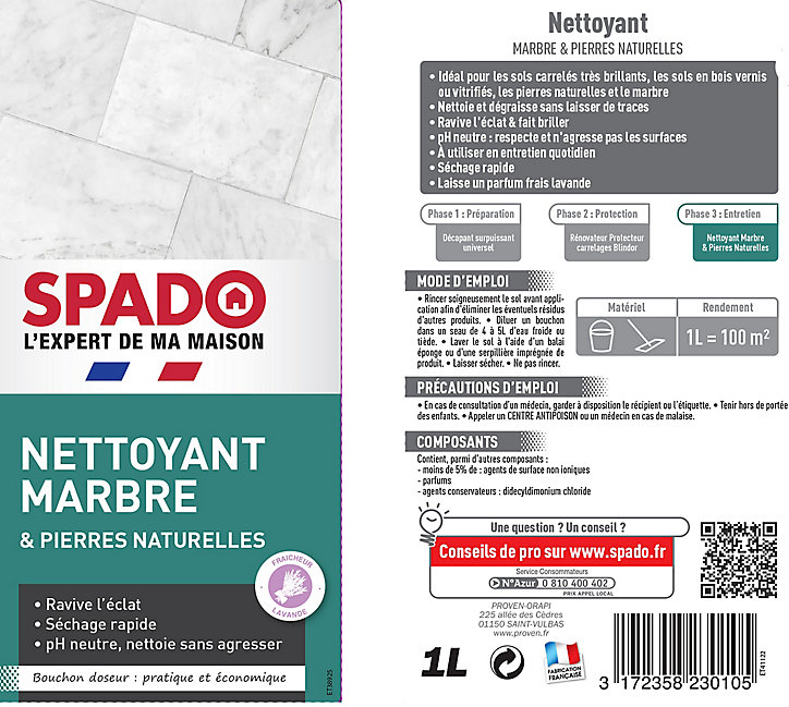 Nettoyant marbre et pierres naturelles Spado 1L