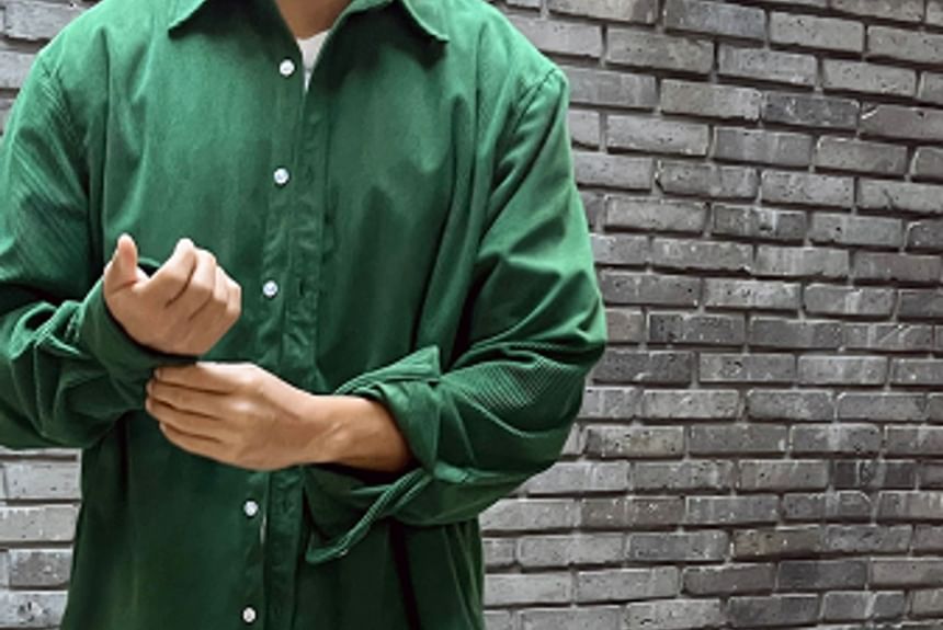 SeoulPop - Losvallend corduroy overhemd met lange mouwen