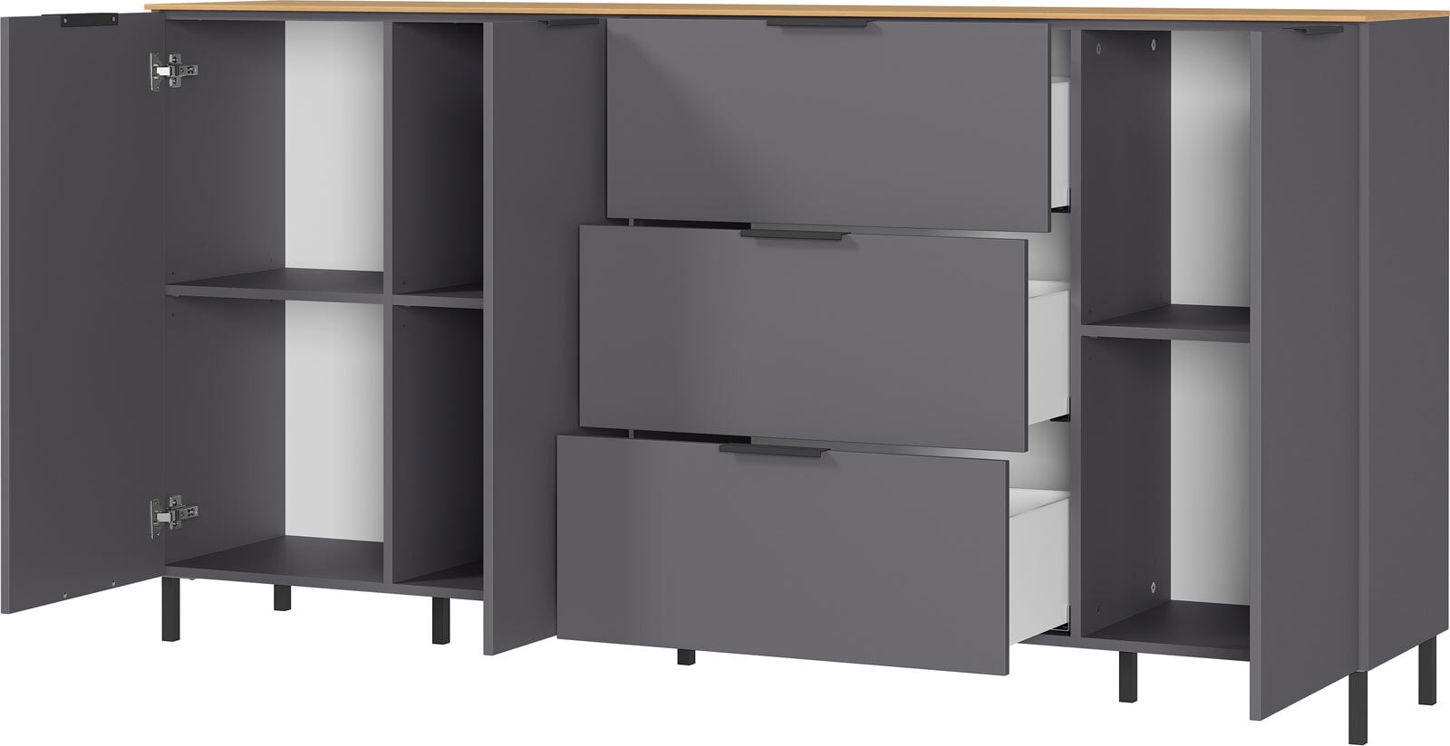 CASAVANTI Sideboard CALIFORNIA 192 x 98 cm Graphit/ Navarra-Eiche
