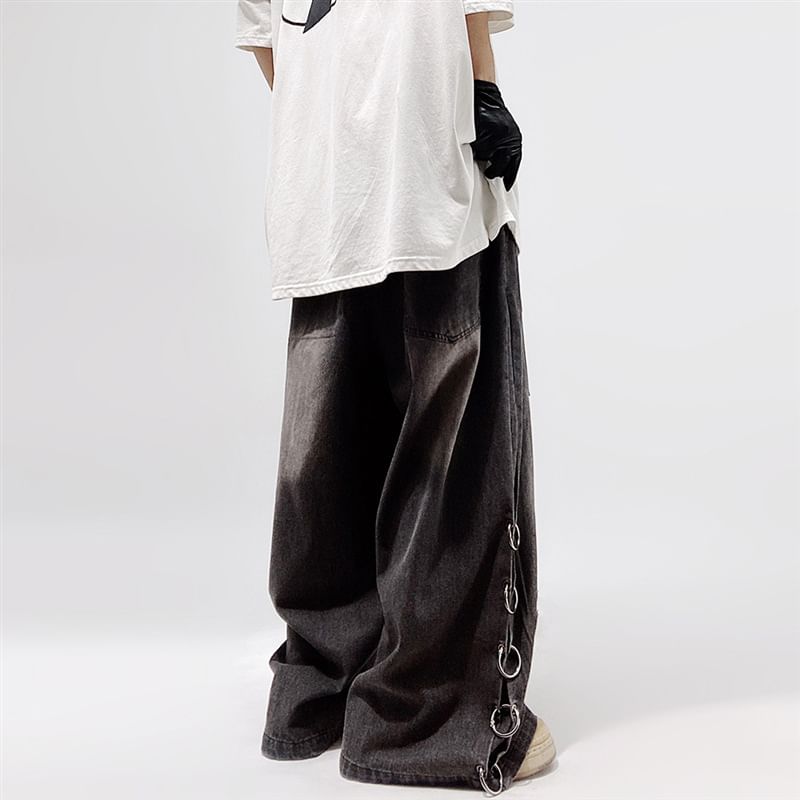 Cowpow - Hoge taille lus accent jeans met wijde pijpen