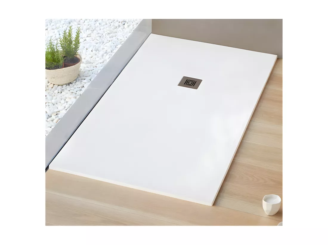 Receveur de douche 90 x 120 cm extra plat LOGIC surface ardoisée rectangulaire blanc