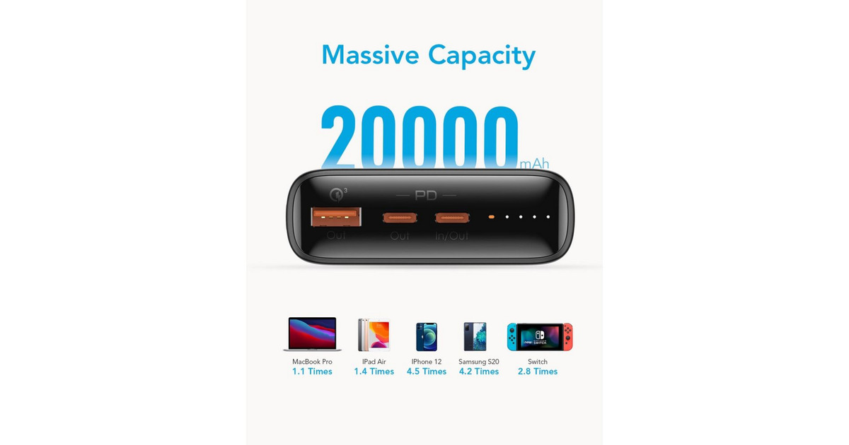 VEGERT100 powerbank 20.000 mAh  (Zwart)