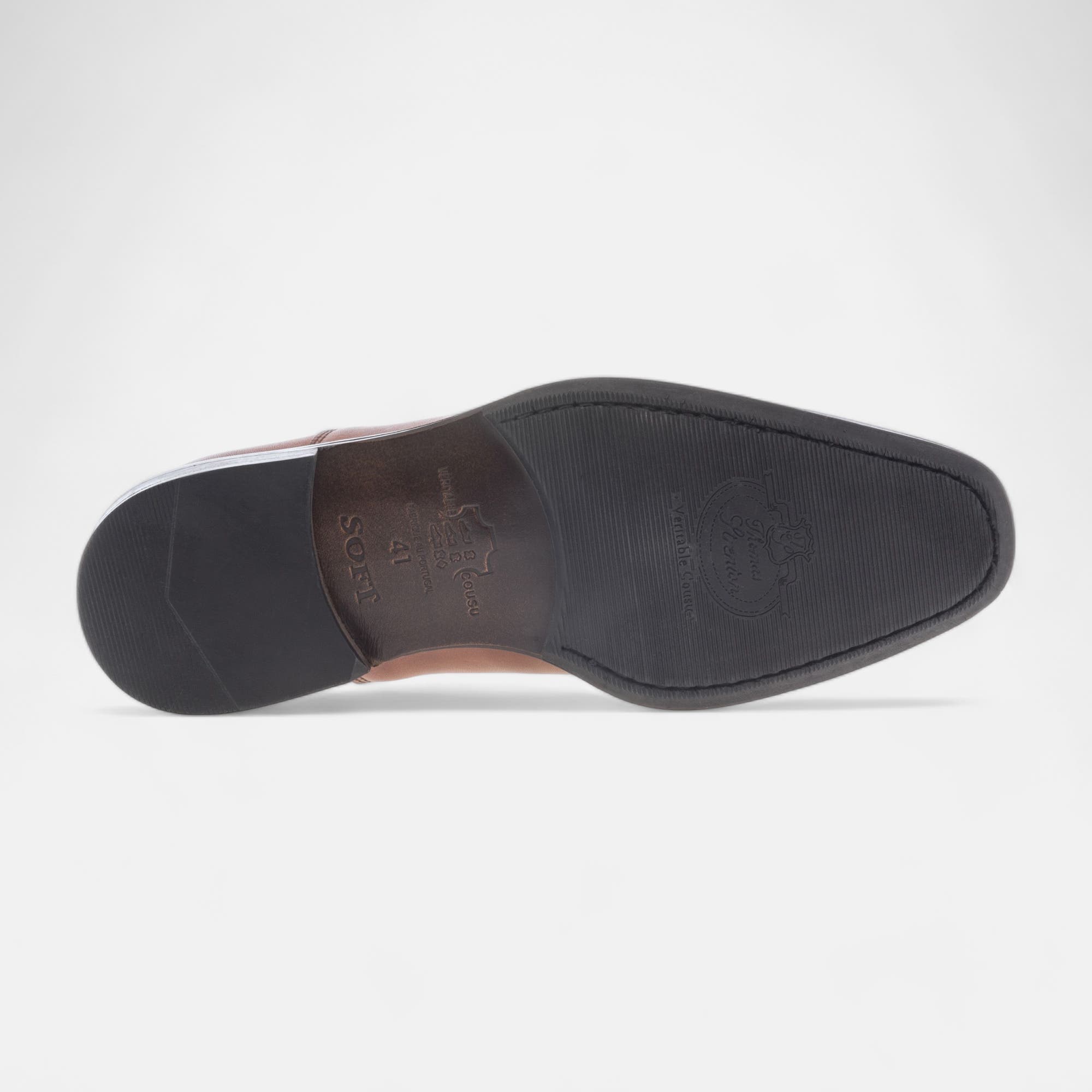 Chaussures habillées cousues Homme en cuir cognac