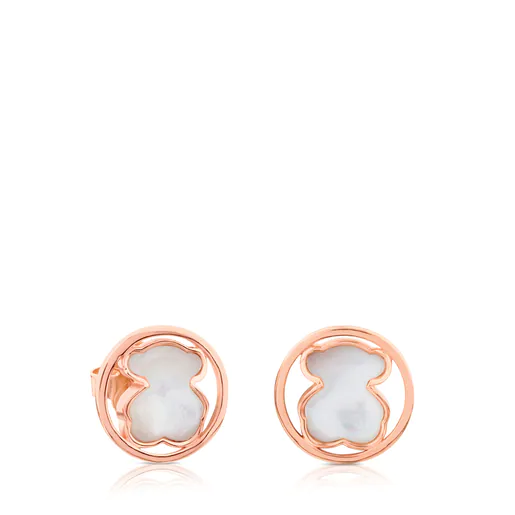 Brincos Camille com banho de ouro rosa 18k sobre prata e madrepérola.
