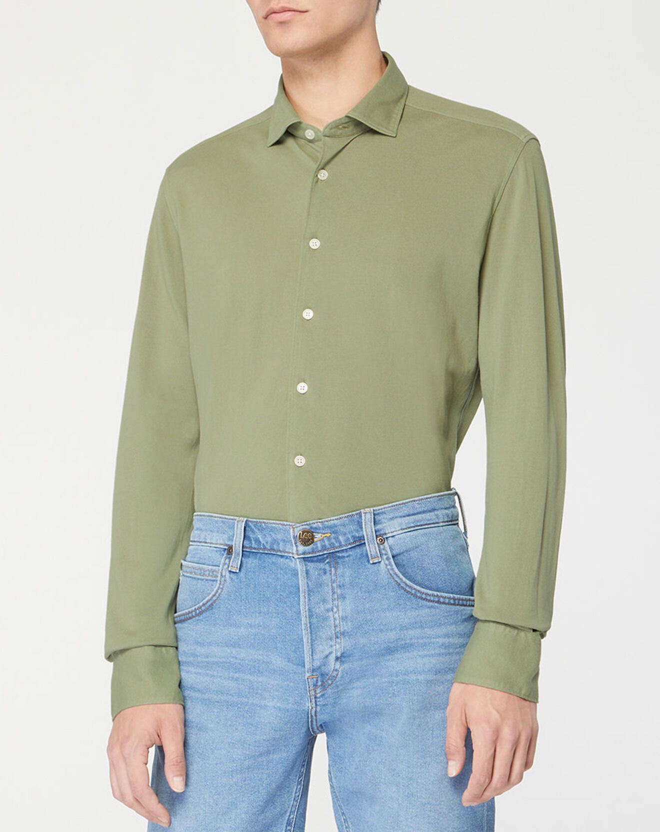 Hackett London Chemise Slim Fit Unie Piquée kaki
