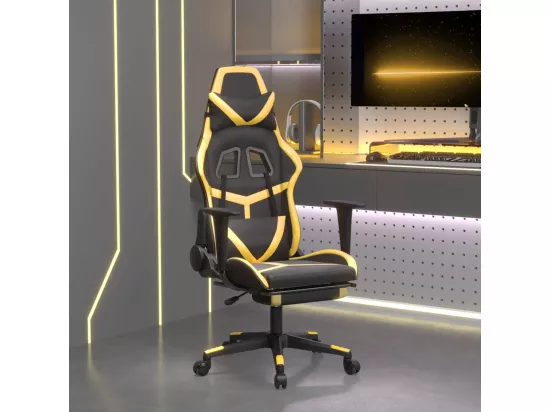 Chaise de jeu de massage avec repose-pied Noir&Doré Similicuir