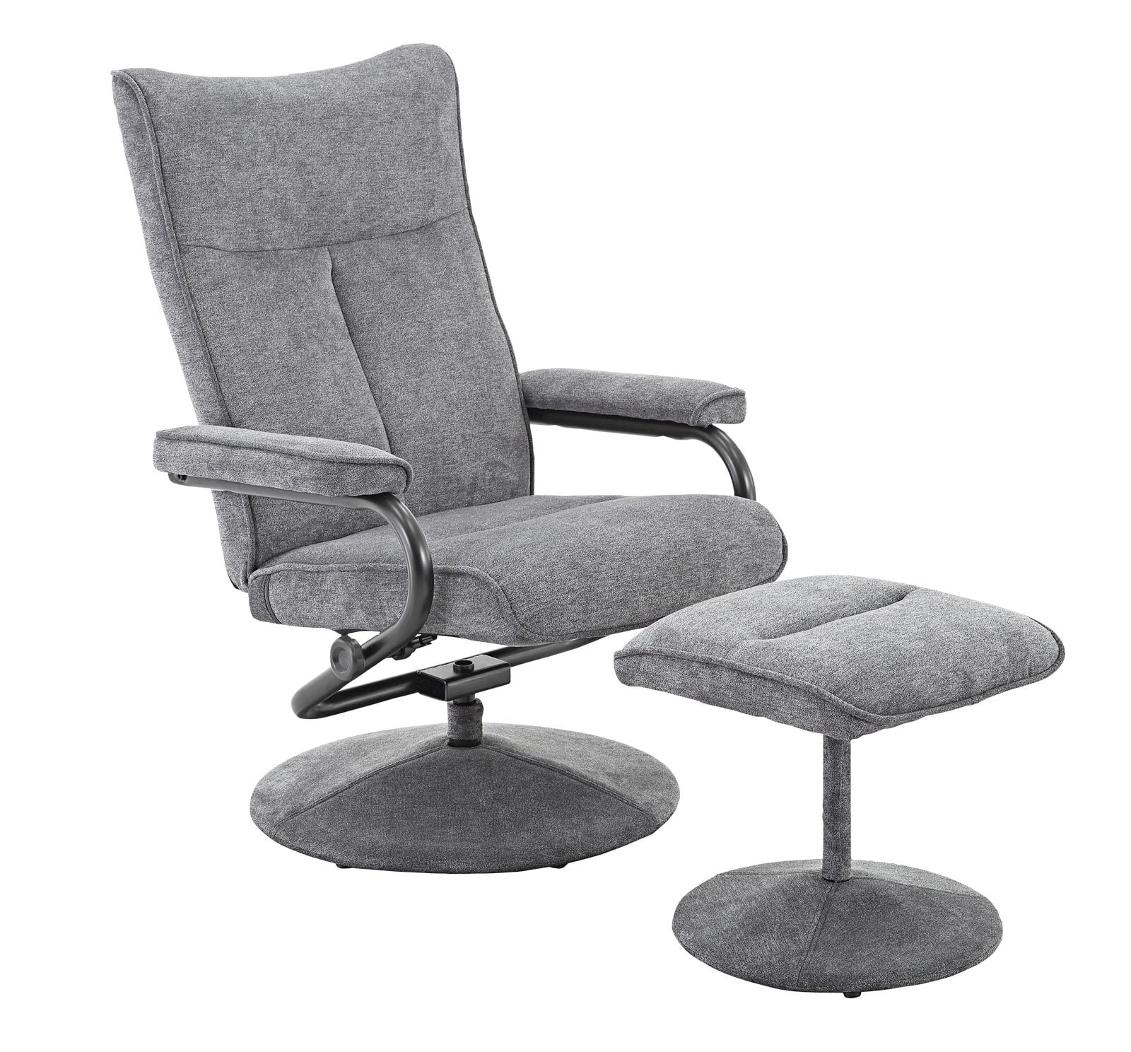 Relaxsessel mit Hocker Gera 76 x 90-104 x 80-110 cm grau