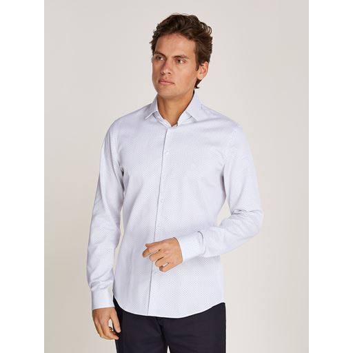Calvin Klein Ed Micro Dot Slim Skjorte, Bright White, 45