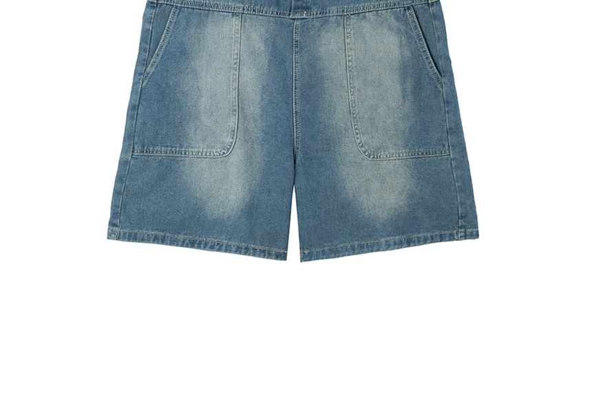 Ashteroid - Gewassen denim tuinbroek shorts