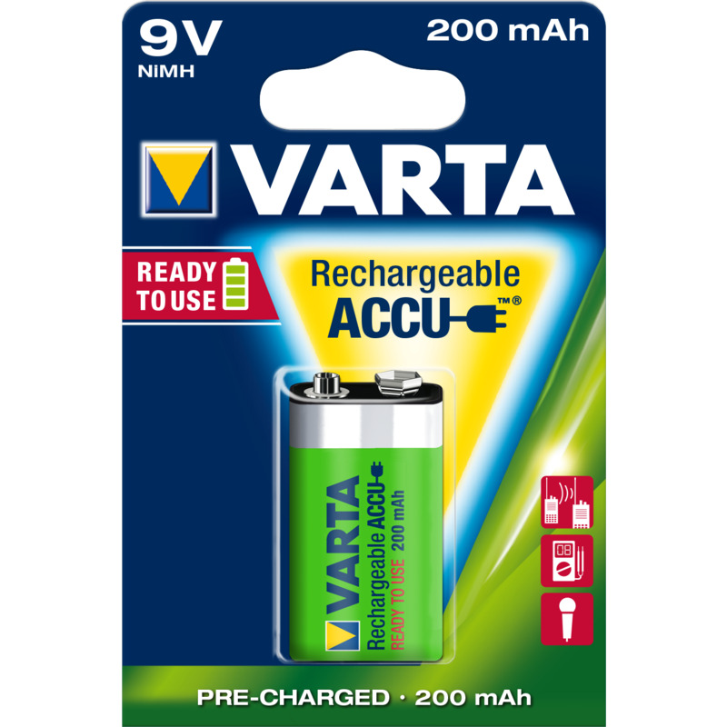Varta Batterie Power Akkus Ready2Use, 9V, 200 mAh, 1 Stück