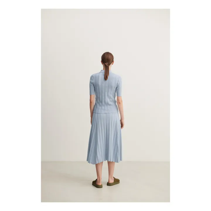 FUB Polo Pointelle Coton Bio - Collection Femme | Bleu ciel