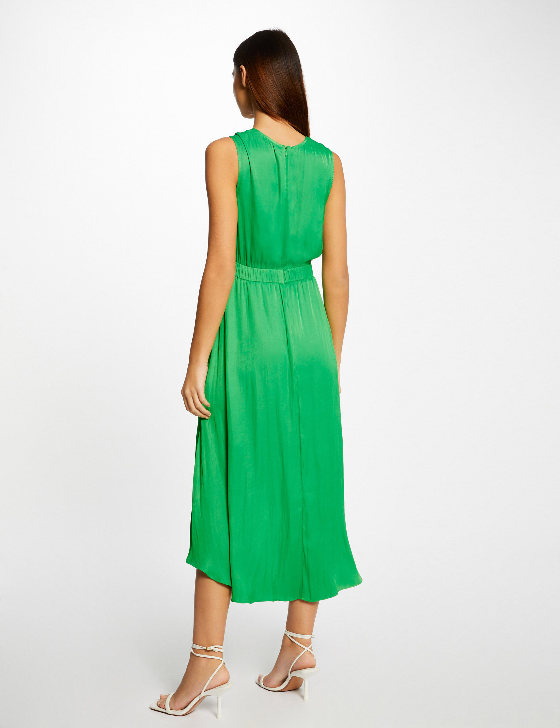 Robe midi trapèze asymétrique vert femme - vert