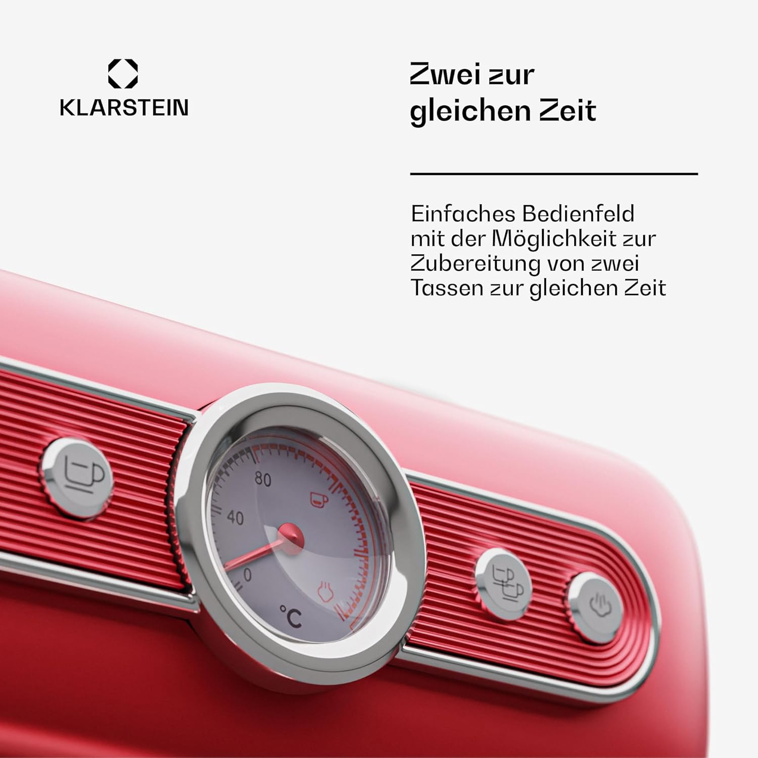 Klarstein Espresso Siebträgermaschine mit Milchaufschäumer, 1,2L Retro Mini-Espressomaschine mit Siebträger, 950 W Kaffeemaschine Klein, Edelstahl für Cappuccino, Latte & Macchiato