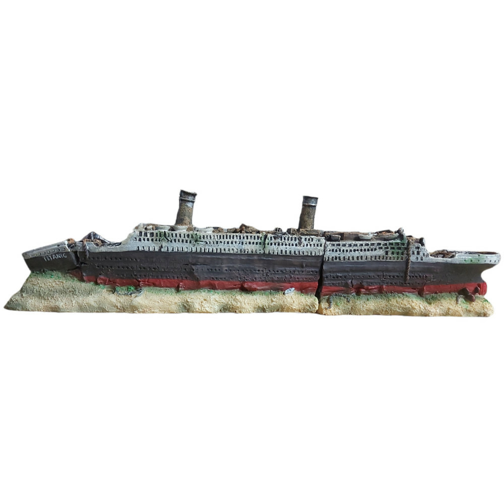 Décoration épave du titanic en deux parties 38 x 9,5 x 5,5 cm aquarium