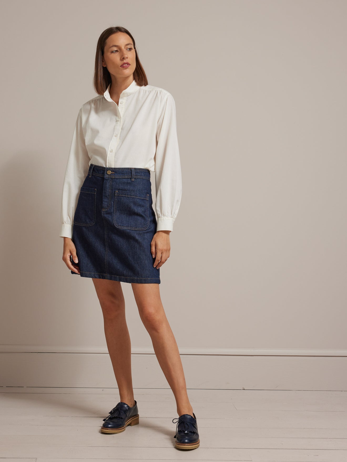 Jupe courte jean femme - Coton biologique, délavage écoresponsable