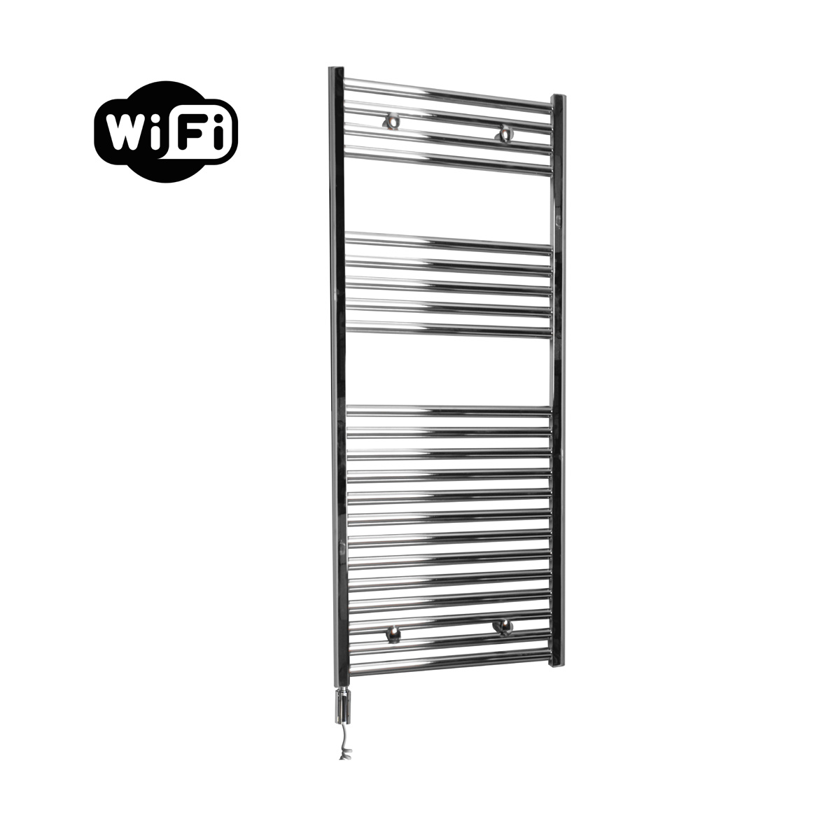 Sanicare elektrische design radiator 45x172cm chroom met WiFi en thermostaat links chroom