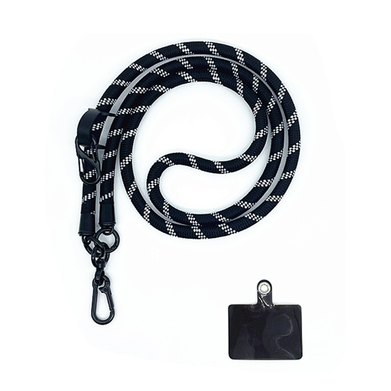(110cm) Universal Necklace Handykette Umhängeband für Schutzhülle mit Schlüsselanhänger   1x Einlage - Schwarz / Weiss