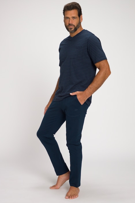 Schlafanzug, Zweiteiler, T-Shirt mit Ringeln, lange Hose