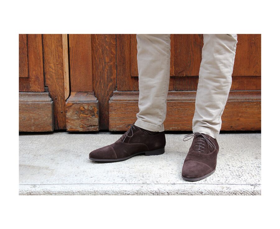 Richelieu homme Velours Brun semelle gomme - LENNOX GOMME URBAN
